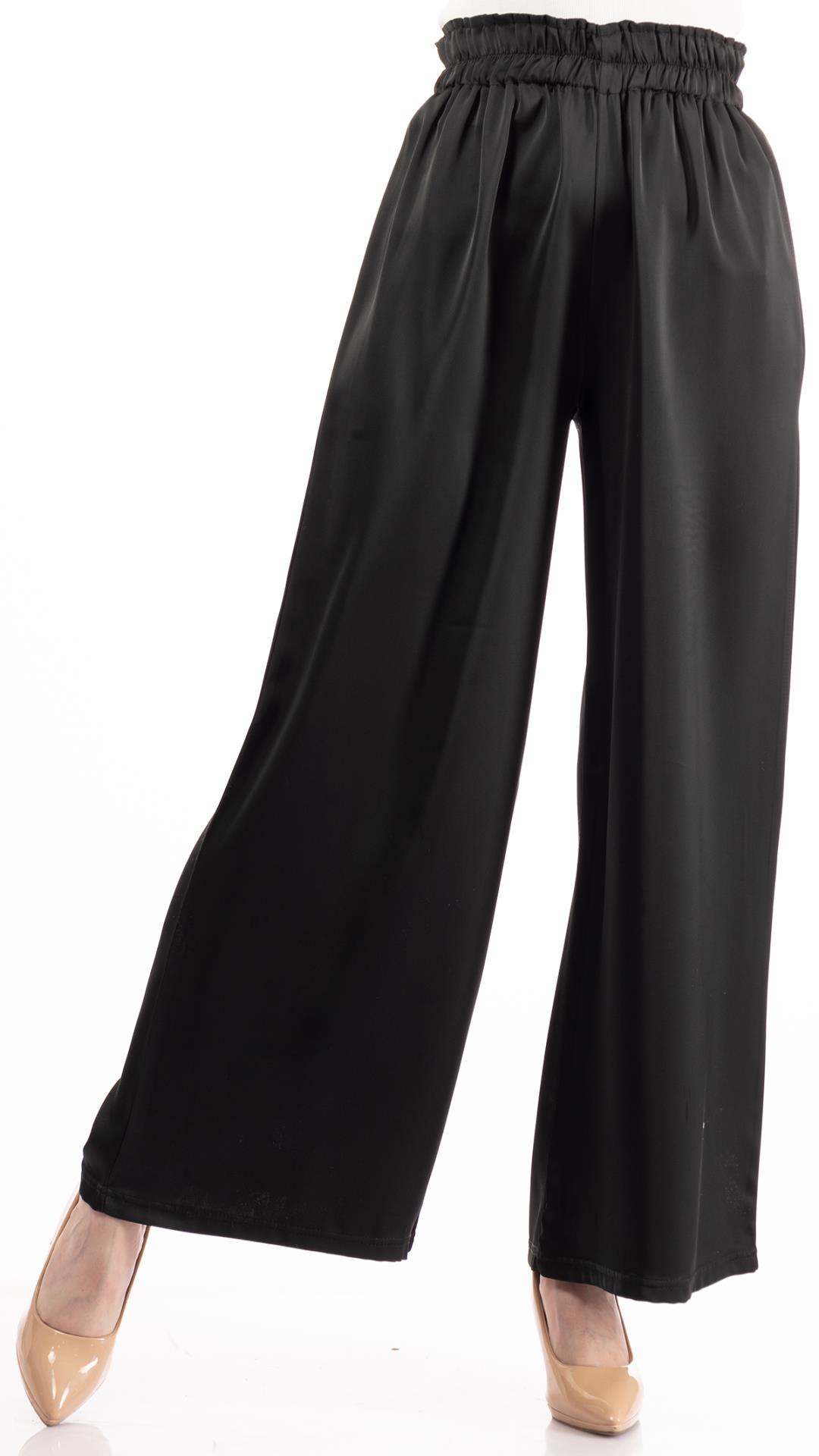 Elasticated satin trousers at waist 