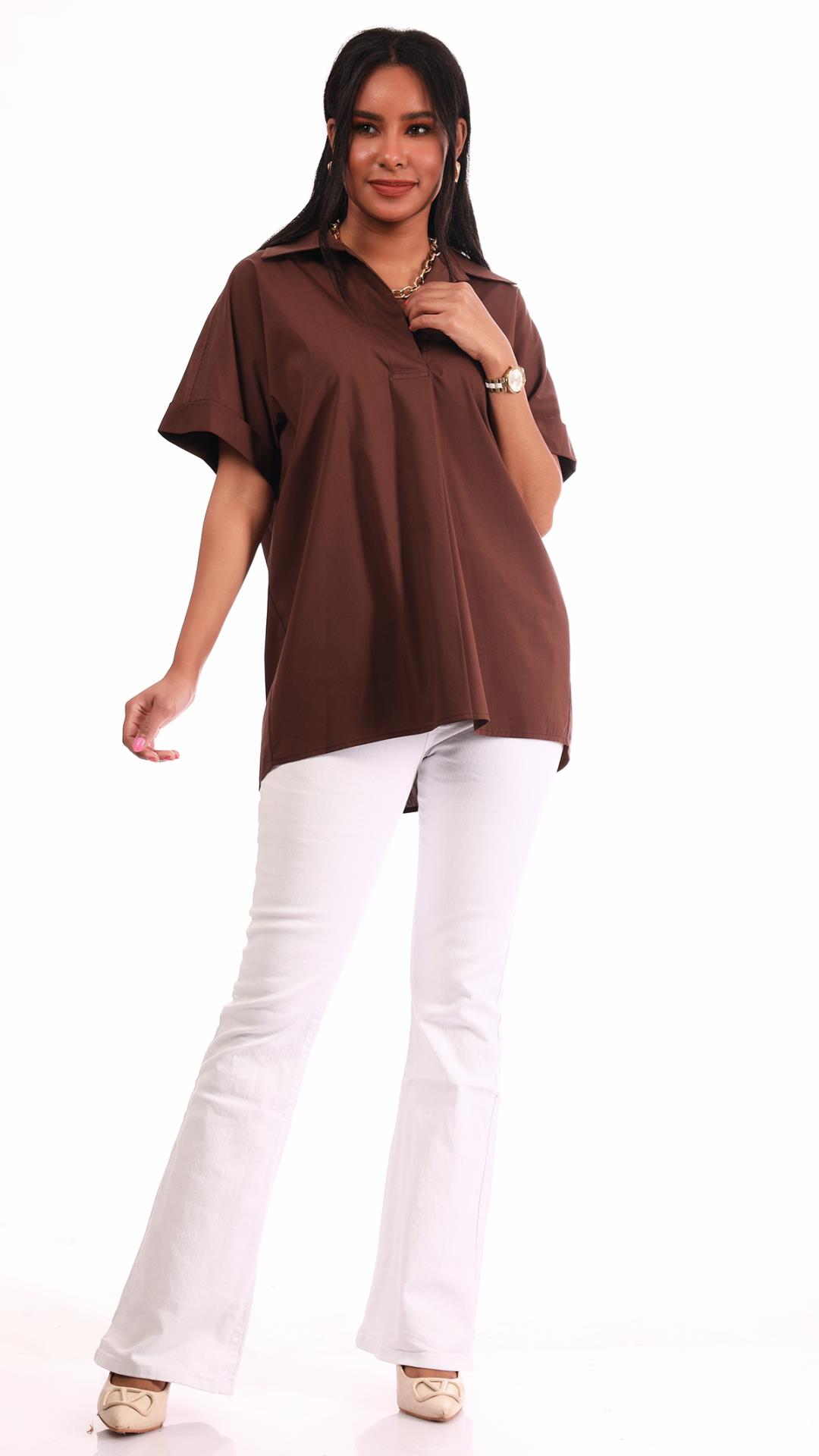 Open neck blouse