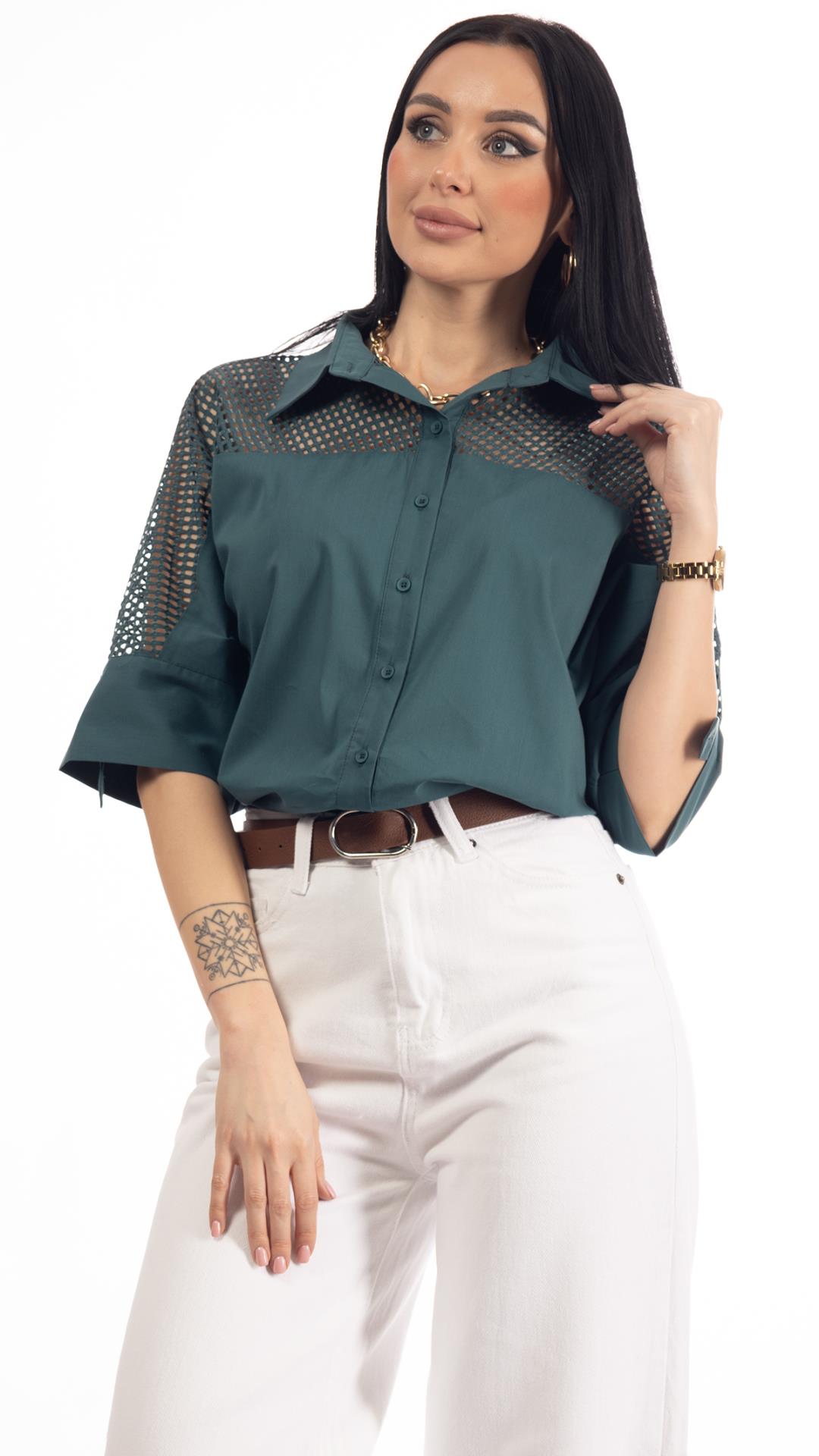 Openwork shirt on top