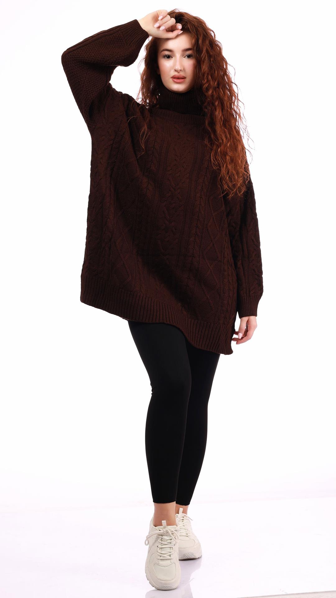 Autumn wool blouse with a high neck 