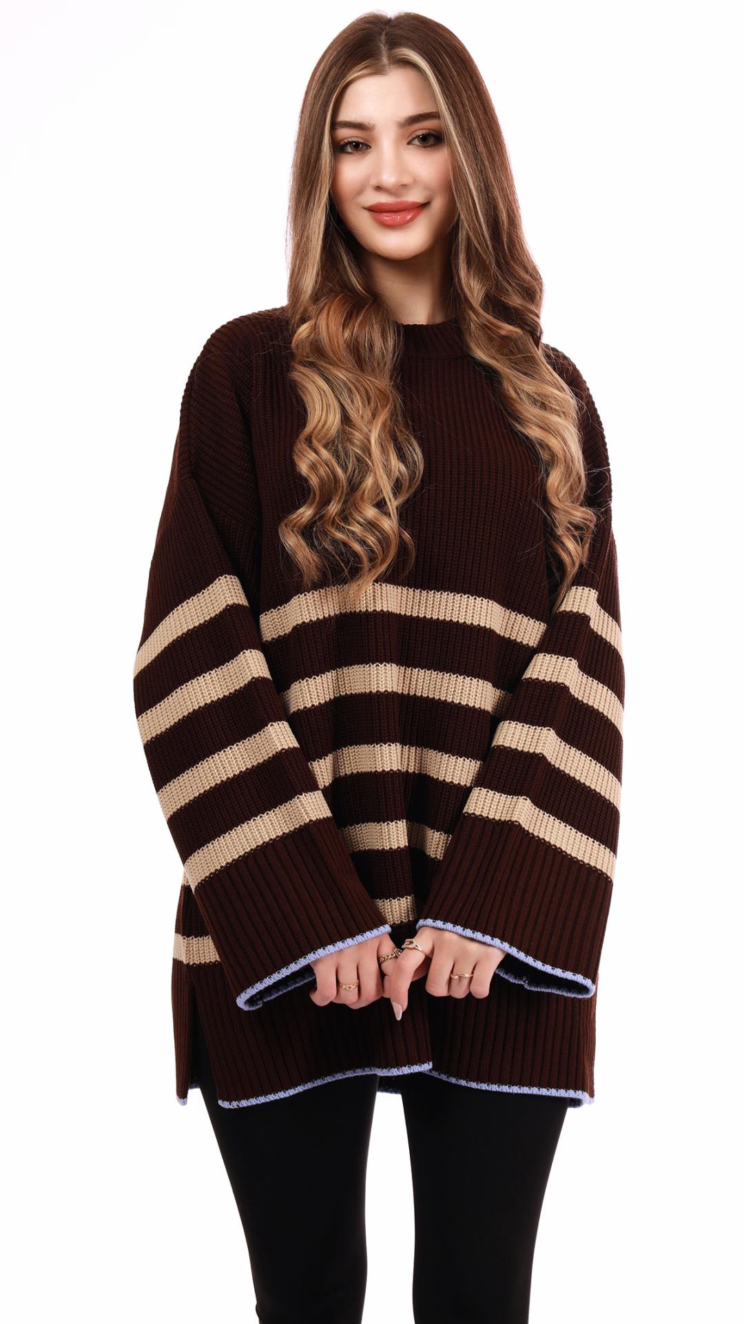 Black striped wool blouse 