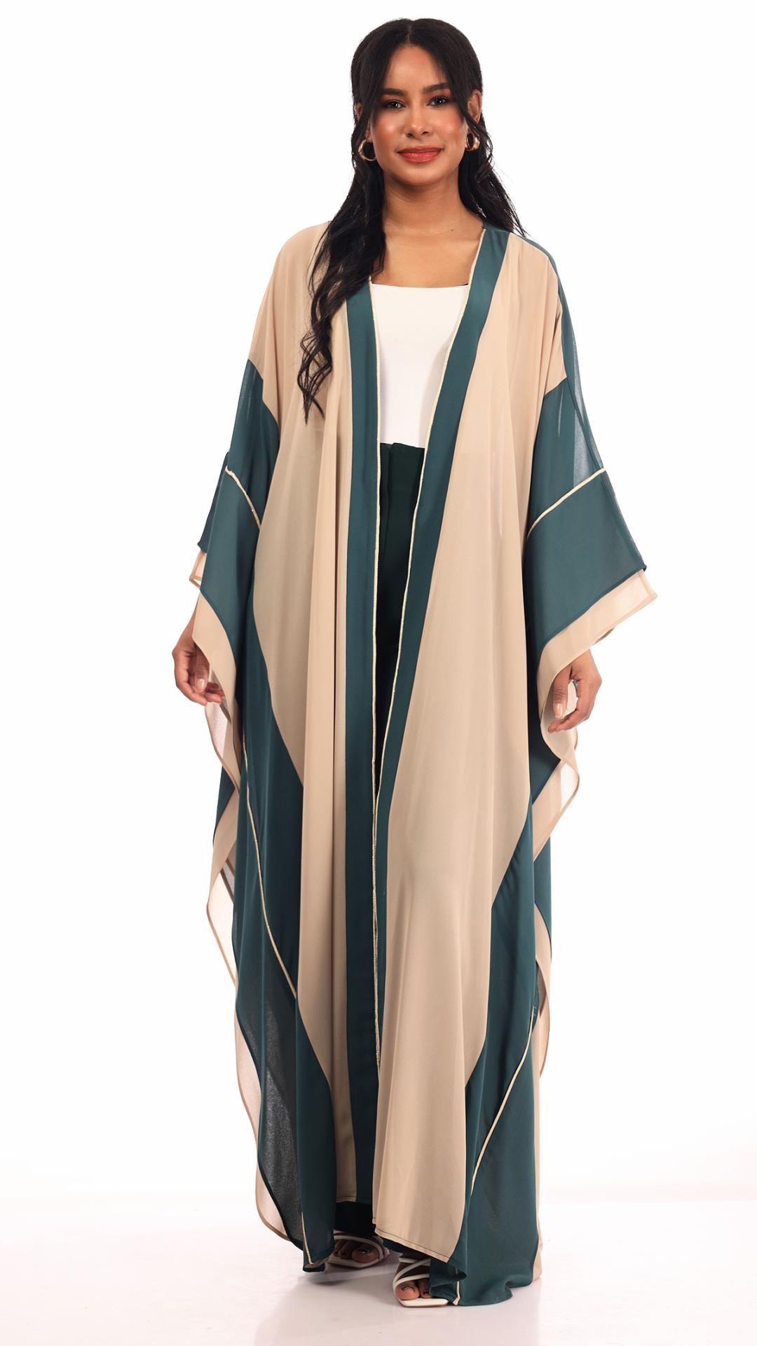 Open-Front Colorblock Abaya 